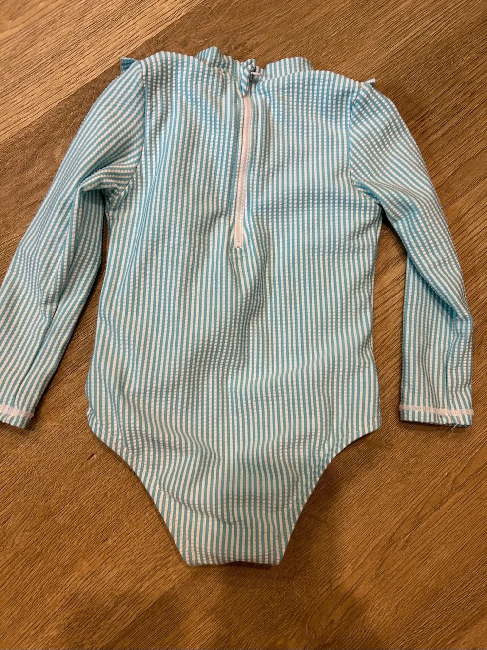 Nicole Miller Seersucker One-Piece Rashguard Swimsuit |Size 24 months